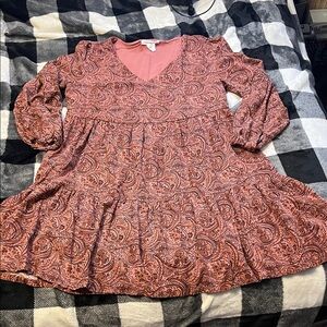 Lucky Brand Terracotta Tiered Dress Size Small